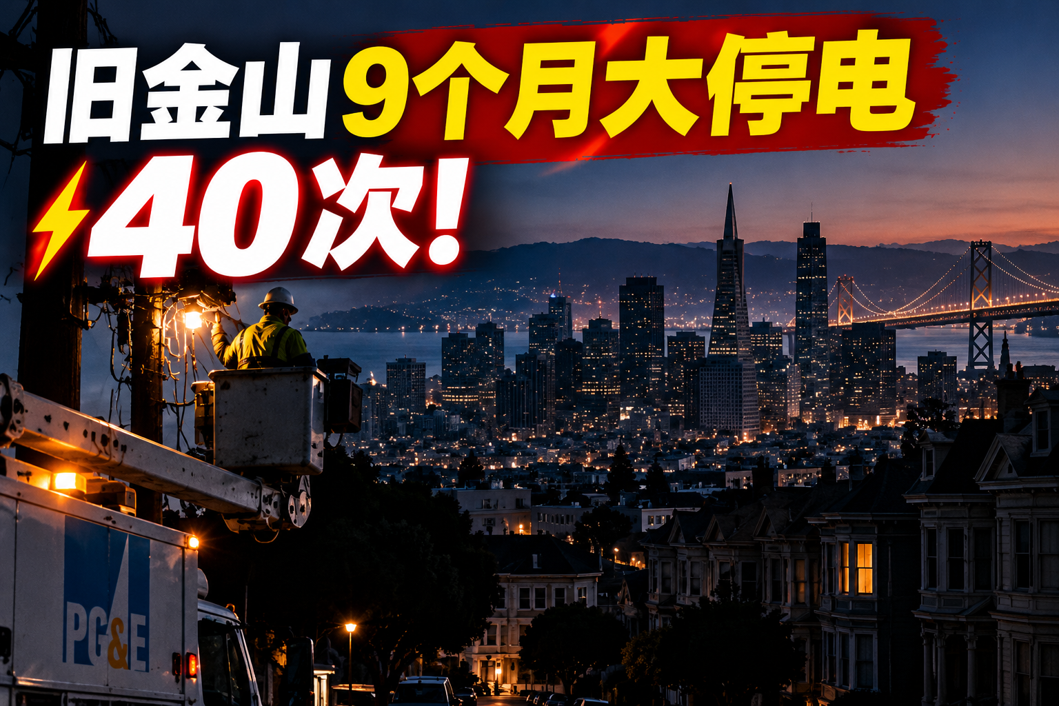 旧金山9个月大停电40次！平均每周一次，市府要求公开调查PG&E